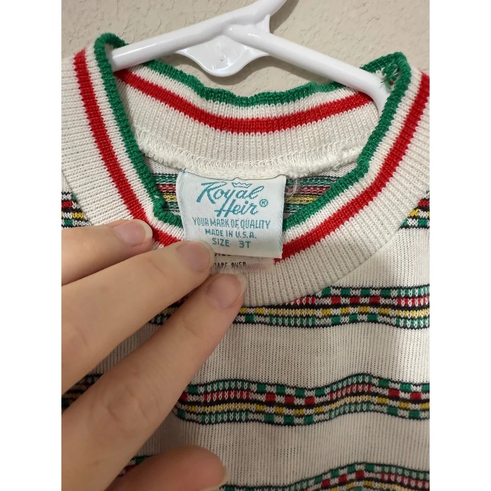 Royal Heir Christmas Sweater Toddler 3T White Stripe Polar Bear Stocking Vintage
